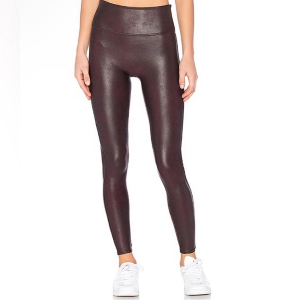 Spanx Faux Leather Leggings - Wine